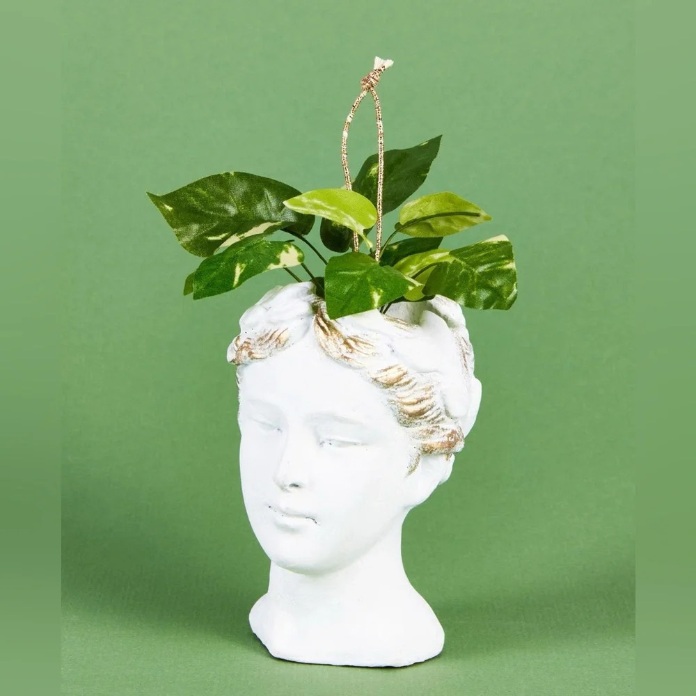 Anthropologie Grecian bust plant pot ornament mini Christmas holiday decor